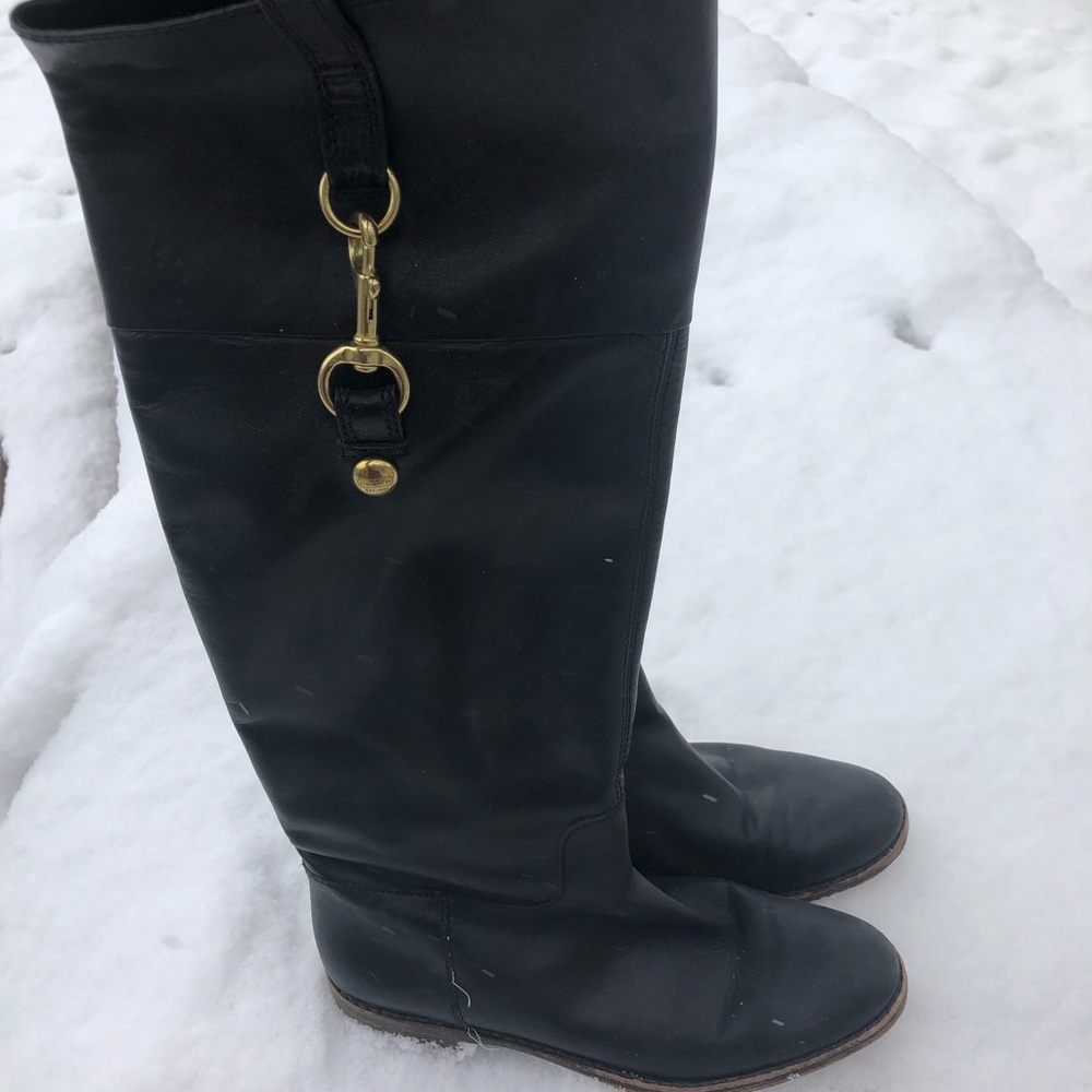 Coach black leather riding boots